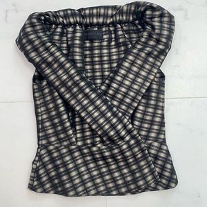 Derek Lam Plaid Wrap Collar Top